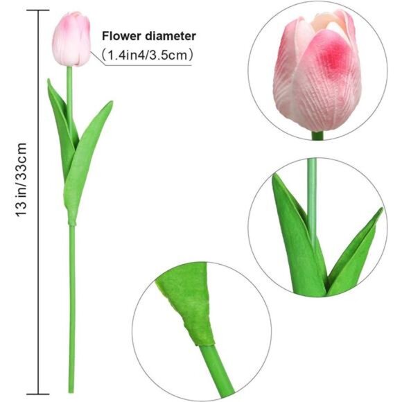 30 Pcs Fake Latex Tulips Artificial Flowers Faux Tulip Stems Real Touch Tulips - Picture 4 of 7